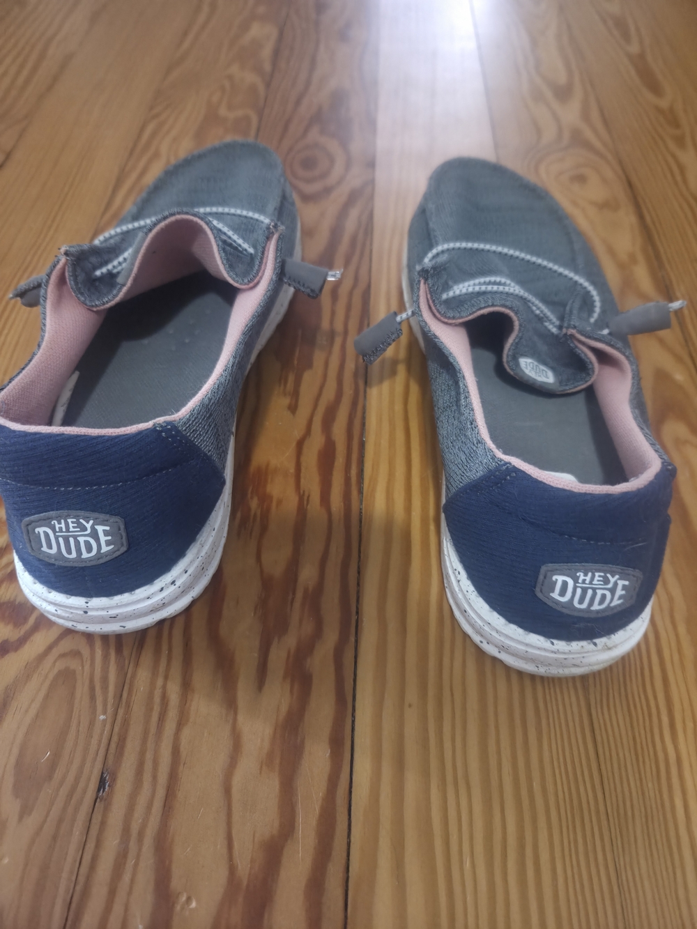 Hey Dude Women's Grey Canvas Slip-On Loafers with Pink Lining - Picture 3 of 6